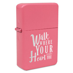 Heart Quotes and Sayings Windproof Lighter - Pink - Double Sided & Lid Engraved