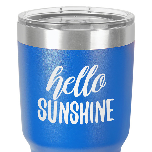 Hello Quotes and Sayings 30 oz Stainless Steel Ringneck Tumbler - Blue - Close Up