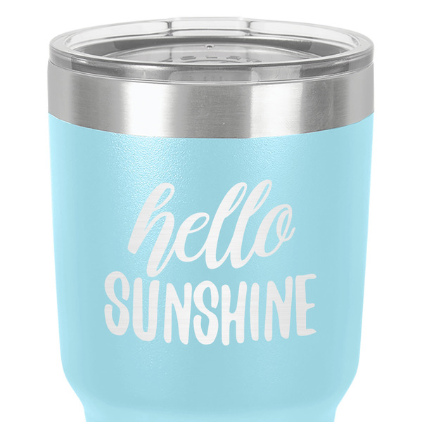Hello Quotes and Sayings 30 oz Stainless Steel Ringneck Tumbler - Teal - Close Up