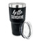 Hello Quotes and Sayings 30 oz Stainless Steel Ringneck Tumblers - Black - LID OFF