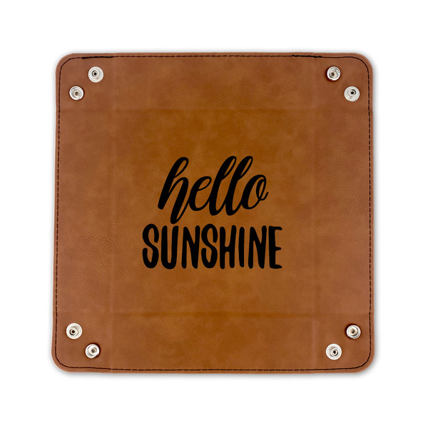 Hello Quotes and Sayings 6" x 6" Leatherette Snap Up Tray - FLAT FRONT