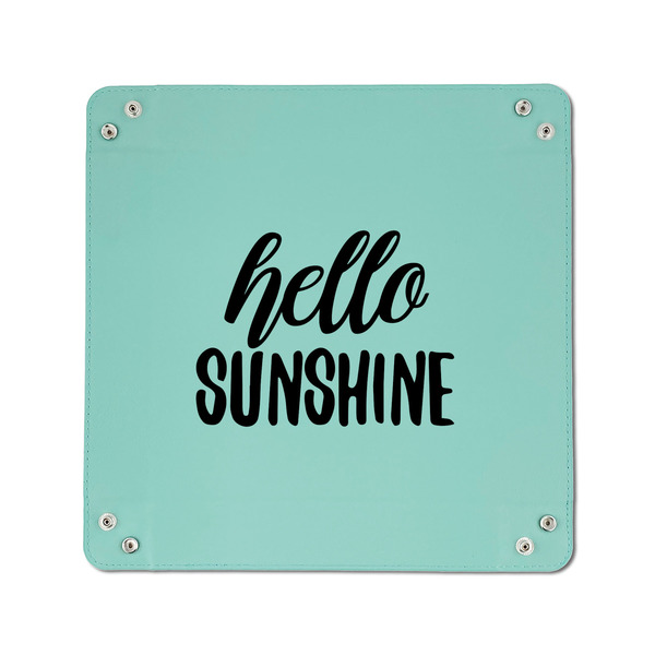 Hello Quotes and Sayings 6" x 6" Teal Leatherette Snap Up Tray - APPROVAL