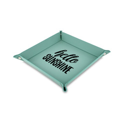 Hello Quotes and Sayings 6" x 6" Teal Faux Leather Valet Tray