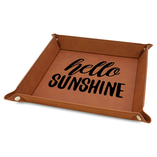 Custom Hello Quotes and Sayings 9" x 9" Leather Valet Tray