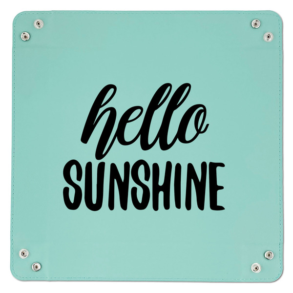 Hello Quotes and Sayings 9" x 9" Teal Leatherette Snap Up Tray - APPROVAL