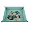 Hello Quotes and Sayings 9" x 9" Teal Leatherette Snap Up Tray - STYLED