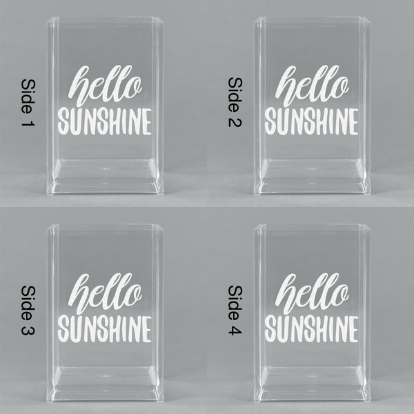 Hello Quotes and Sayings Acrylic Pen Holder - All Sides