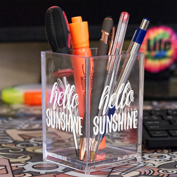Hello Quotes and Sayings Acrylic Pen Holder - In Context