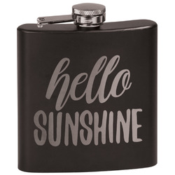Hello Quotes and Sayings Black Flask Set