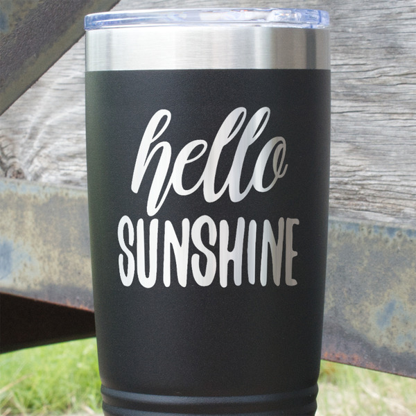 Hello Quotes and Sayings Black Polar Camel Tumbler - 20oz - Close Up