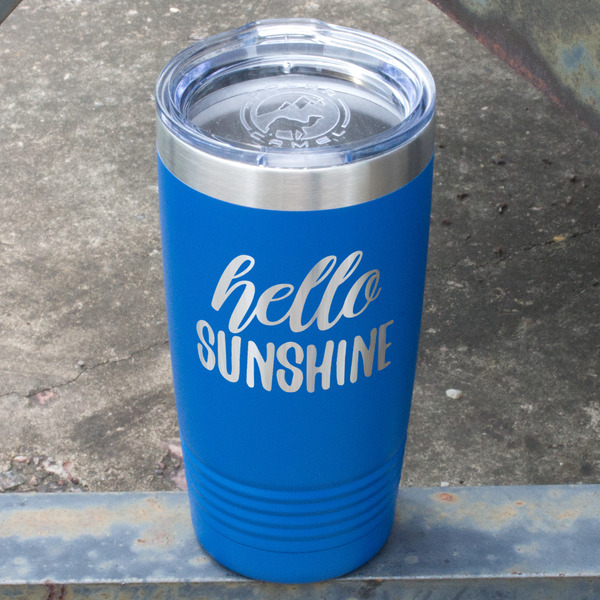 Hello Quotes and Sayings Blue Polar Camel Tumbler - 20oz - Angled