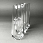 Hello Quotes and Sayings Champagne Flute - Stemless Engraved - Set of 4