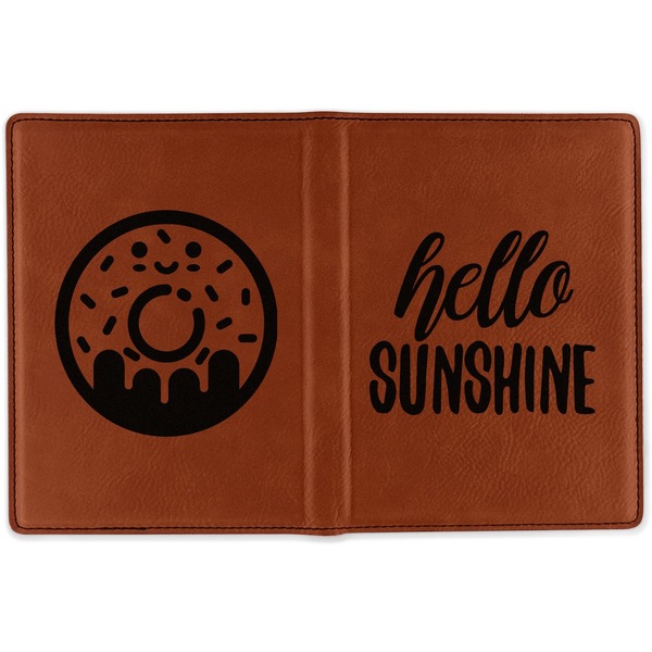 Hello Quotes and Sayings Cognac Leather Passport Holder Outside Double Sided - Apvl