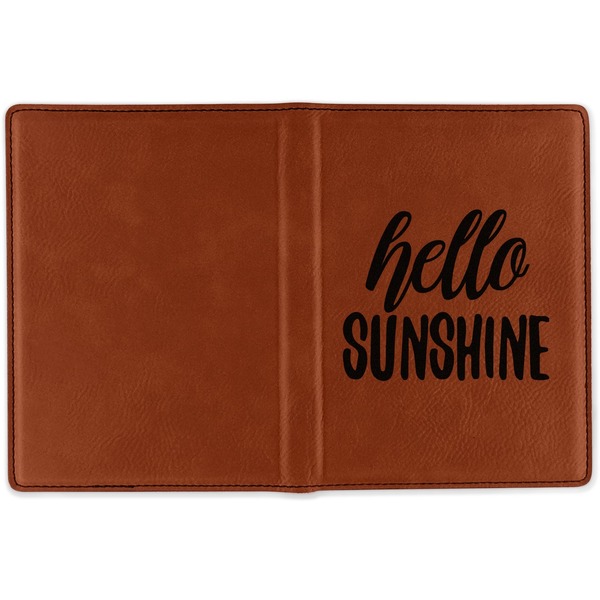 Hello Quotes and Sayings Cognac Leather Passport Holder Outside Single Sided - Apvl