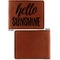 Hello Quotes and Sayings Cognac Leatherette Bifold Wallets - Front and Back Single Sided - Apvl