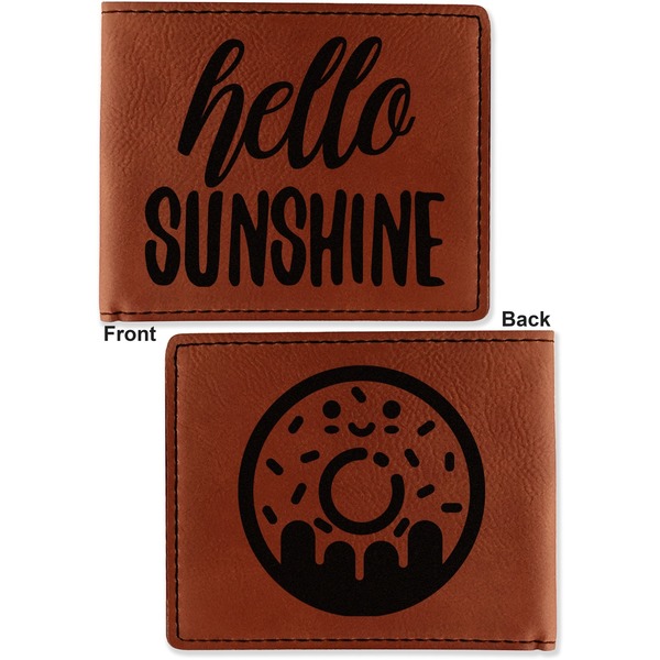 Hello Quotes and Sayings Cognac Leatherette Bifold Wallets - Front and Back