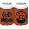 Hello Quotes and Sayings Cognac Leatherette Can Sleeve - Double Sided Front and Back
