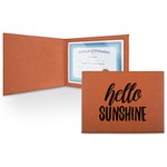 Hello Quotes and Sayings Leatherette Certificate Holder - Front