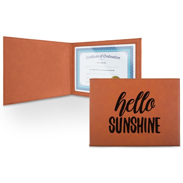 Custom Hello Quotes and Sayings Leatherette Certificate Holder - Front