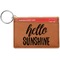 Hello Quotes and Sayings Cognac Leatherette Keychain ID Holders - Front Credit Card