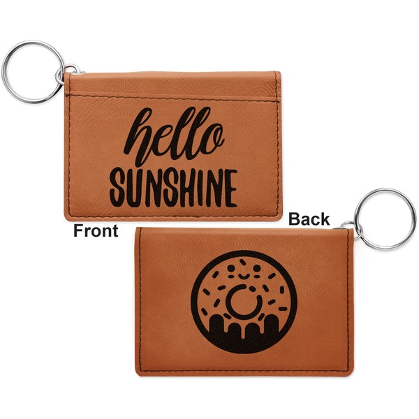Hello Quotes and Sayings Cognac Leatherette Keychain ID Holders - Front and Back Apvl