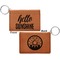 Hello Quotes and Sayings Cognac Leatherette Keychain ID Holders - Front and Back Apvl