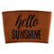 Hello Quotes and Sayings Cognac Leatherette Mug Sleeve - Flat
