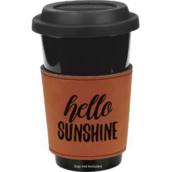 Hello Quotes and Sayings Leatherette Cup Sleeve - Double Sided