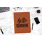 Hello Quotes and Sayings Cognac Leatherette Portfolios - Lifestyle Image