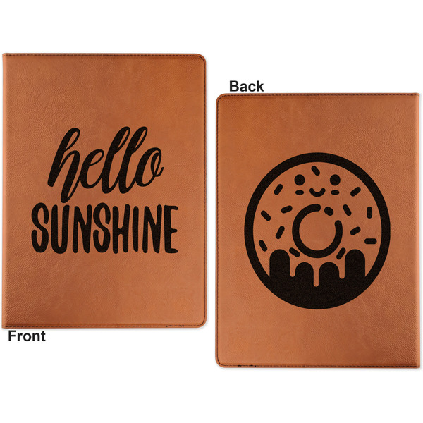 Hello Quotes and Sayings Cognac Leatherette Portfolios with Notepad - Large - Double Sided - Apvl
