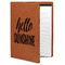 Hello Quotes and Sayings Cognac Leatherette Portfolios with Notepad - Large - Main