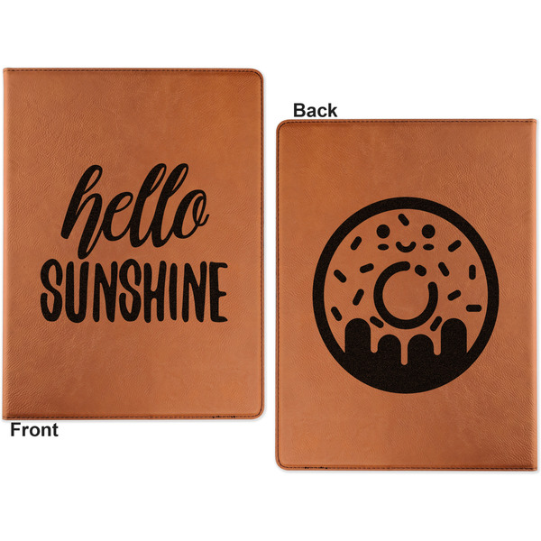 Hello Quotes and Sayings Cognac Leatherette Portfolios with Notepad - Small - Double Sided- Apvl