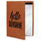 Hello Quotes and Sayings Cognac Leatherette Portfolios with Notepad - Small - Main