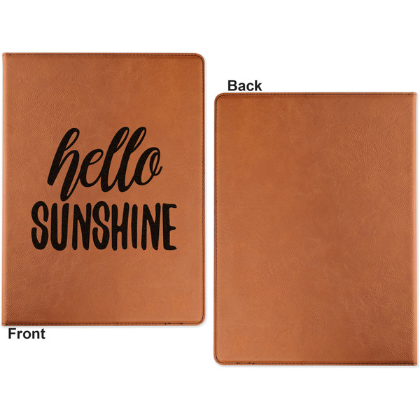 Hello Quotes and Sayings Cognac Leatherette Portfolios with Notepad - Small - Single Sided- Apvl