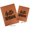 Hello Quotes and Sayings Cognac Leatherette Portfolios with Notepads - Compare Sizes