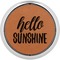 Hello Quotes and Sayings Cognac Leatherette Round Coasters w/ Silver Edge - Single