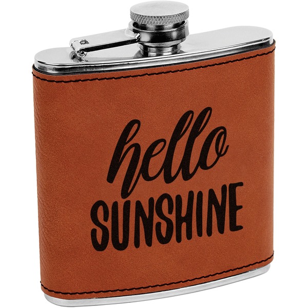 Custom Hello Quotes and Sayings Leatherette Wrapped Stainless Steel Flask