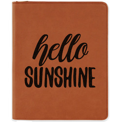 Hello Quotes and Sayings Leatherette Zipper Portfolio with Notepad