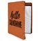 Hello Quotes and Sayings Cognac Leatherette Zipper Portfolios with Notepad - Main