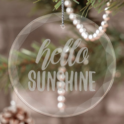 Hello Quotes and Sayings Engraved Glass Ornament