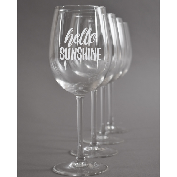 Custom Hello Quotes and Sayings Wine Glasses (Set of 4)