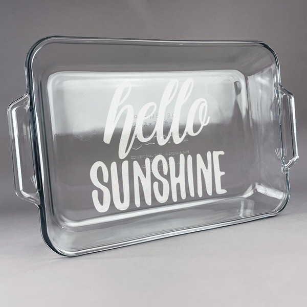 Custom Hello Quotes and Sayings Glass Baking Dish with Truefit Lid - 13in x 9in