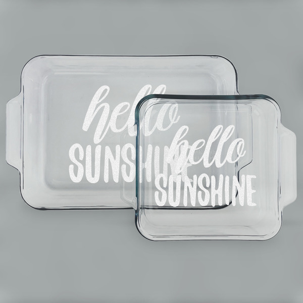 Custom Hello Quotes and Sayings Set of Glass Baking & Cake Dish - 13in x 9in & 8in x 8in
