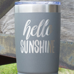 Hello Quotes and Sayings 20 oz Stainless Steel Tumbler - Grey - Single Sided