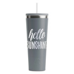 Hello Quotes and Sayings RTIC Everyday Tumbler with Straw - 28oz - Grey - Single-Sided