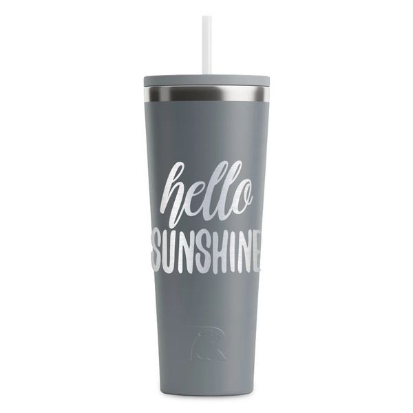Custom Hello Quotes and Sayings RTIC Everyday Tumbler with Straw - 28oz - Grey - Double-Sided