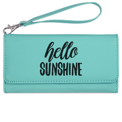 Hello Quotes and Sayings Ladies Leatherette Wallet - Laser Engraved- Teal