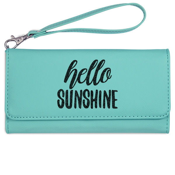 Custom Hello Quotes and Sayings Ladies Leatherette Wallet - Laser Engraved- Teal