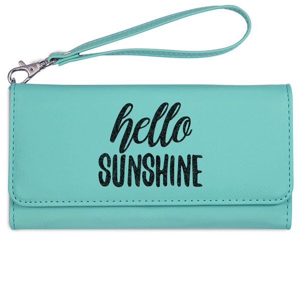 Hello Quotes and Sayings Ladies Wallet - Leather - Teal - Front View