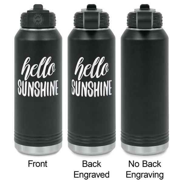 Hello Quotes and Sayings Laser Engraved Water Bottles - 2 Styles - Front & Back View